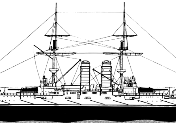 Боевой корабль IJN Mikasa 1905 [Battleship] - чертежи, габариты, рисунки